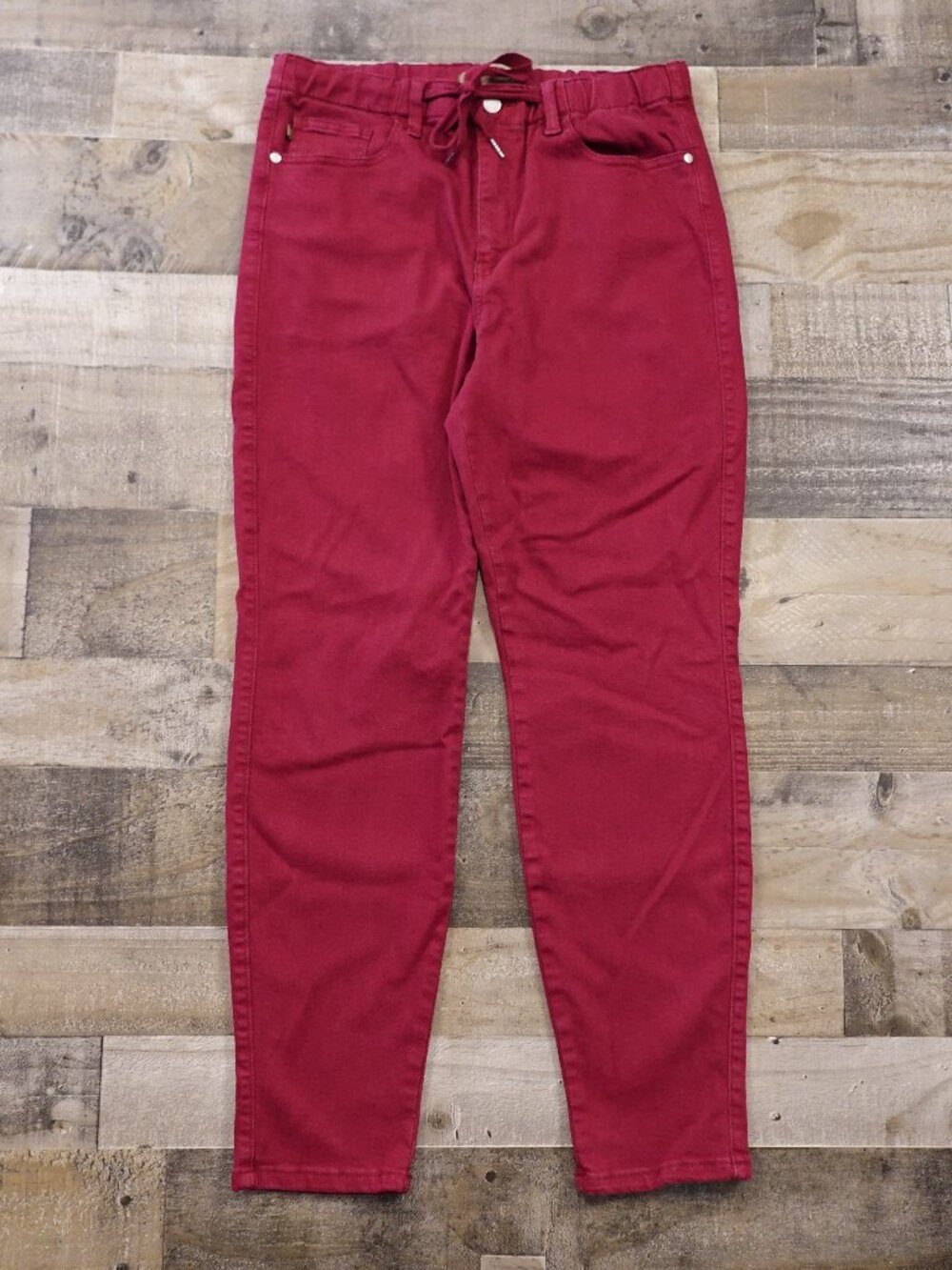 Judy Blue Pull On Skinny Jeans‎ Women’s 13/31 Red Garment Dyed Stretch Denim